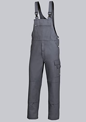 BP Workwear Basic 1482-060-53 Latzhose - Stoffhosenträger mit Gummieinsatz - Taschen für Knieschoner - Reine Baumwolle - Normale Passform - Größe: 56 - Farbe: dunkelgrau von BP