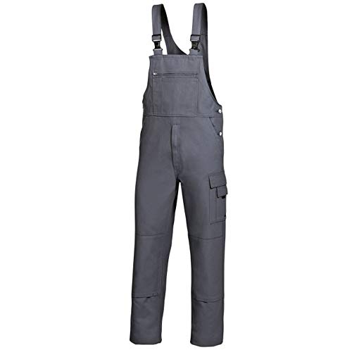 BP Workwear Basic 1482-060-53 Latzhose - Stoffhosenträger mit Gummieinsatz - Taschen für Knieschoner - Reine Baumwolle - Normale Passform - Größe: 60 - Farbe: dunkelgrau von BP