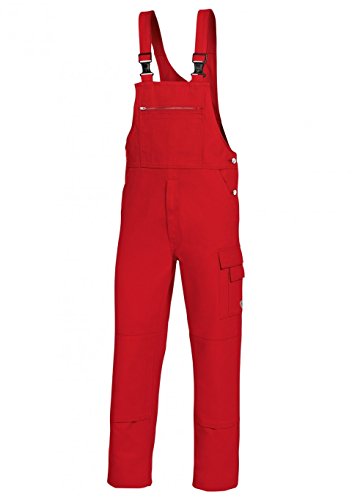 BP Workwear Basic 1482-060-81 Latzhose - Stoffhosenträger mit Gummieinsatz - Taschen für Knieschoner - Reine Baumwolle - Normale Passform - Größe: 50 - Farbe: rot von BP