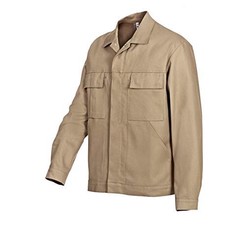 BP Workwear Basic 1485-060-44 Arbeitsjacke - Verdeckte Druckknopfleiste - Reine Baumwolle - Normale Passform - Größe: 106/110 - Farbe: sand von BP