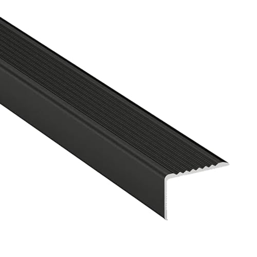 Anti-Rutsch-Treppenkantenprofil, 2mm Aluminiumtreppenkantenschutz 90cm Multicolor Mehrfache Größen(Black,W3 x H2cm) von BPABDEITR