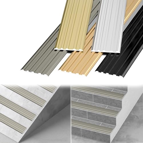 Anti-Rutsch-Treppenkantenprofil, Aluminium Treppenkantenprofil Stufenkantenleiste 90cm 4cm 5cm Multicolor(Black,90x4cm) von BPABDEITR