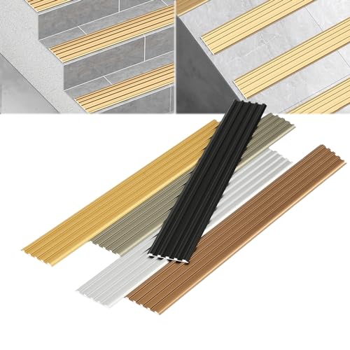 Anti-Rutsch-Treppenkantenprofil, Aluminium Treppenstufen Nosing Edge Protector Traktion Streifen Multicolor 90x4-5cm(Black,90x4cm) von BPABDEITR