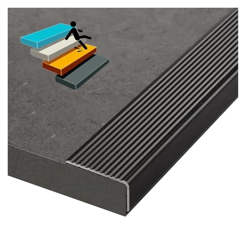 Anti-Rutsch-Treppenkantenprofil, L-förmige Treppenkante aus Metall, mehrfarbig, mehrere Größen, 90 cm(Black,W 70mm) von BPABDEITR