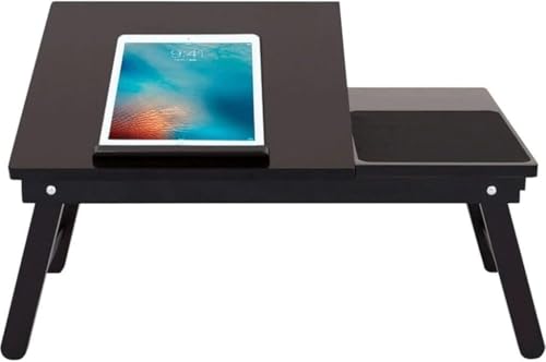 BPABDEITR Bett-Tisch Laptop-Schreibtisch, Faltbarer, Verstellbarer Laptop-Schreibtisch mit Schublade, tragbarer Betttisch, 54,2 x 35,1 x 23 cm, Braun Schwarz von BPABDEITR
