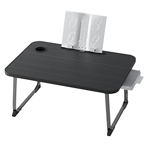 BPABDEITR Bett-Tisch Laptop-Schreibtisch, Tragbarer, zusammenklappbarer Laptop- und Tablet-Betttablett-Schreibtisch mit Aufbewahrungsschublade, Schwarz, 70 x 40 x 30 cm von BPABDEITR