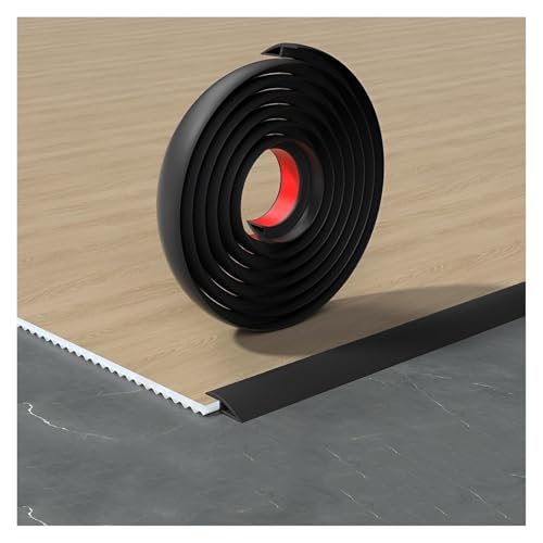 BPABDEITR Boden Tür Streifen Übergang, Selbstklebende Bodenübergangsleiste aus PVC, 100 cm, mehrere Breiten, Mehrfarbig(Black,W-7cm) von BPABDEITR