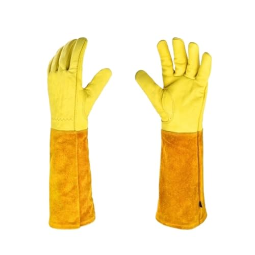 BPABDEITR Garten- und Schweißhandschuhe aus Leder mit langen Ärmeln, Gelb, mehrere Größen(Large) von BPABDEITR