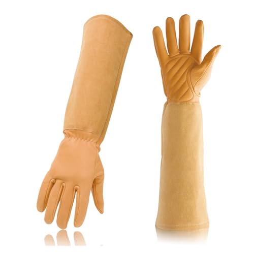 BPABDEITR Gartenarbeit Rose Beschneiden Arbeit Schweißen Stulpen Handschuhe Multicolor(Brown Sheepskin) von BPABDEITR