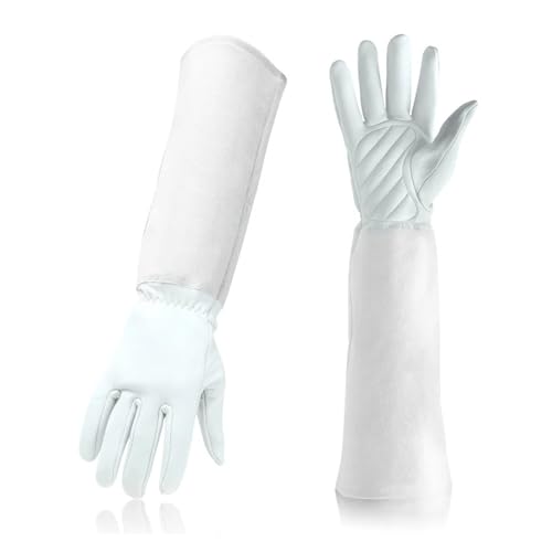 BPABDEITR Gartenarbeit Rose Beschneiden Arbeit Schweißen Stulpen Handschuhe Multicolor(White Sheepskin) von BPABDEITR