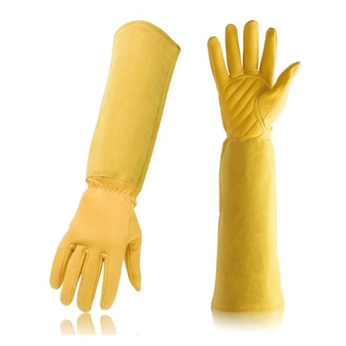 BPABDEITR Gartenarbeit Rose Beschneiden Arbeit Schweißen Stulpen Handschuhe Multicolor(Yellow Sheepskin) von BPABDEITR