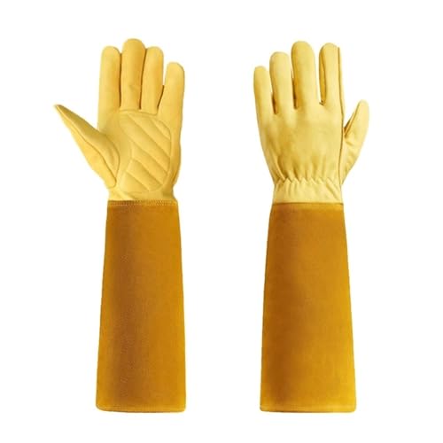 BPABDEITR Gartenhandschuhe Rosenschnitt Lange Stulpe Ziegenleder Gelb Mehrere Größen(Small) von BPABDEITR