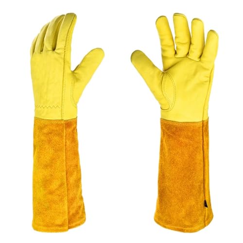 BPABDEITR Gartenhandschuhe for Rosenschnitt, Leder, mehrfarbig, mehrere Größen, 1 Paar(Giallo,Medium) von BPABDEITR