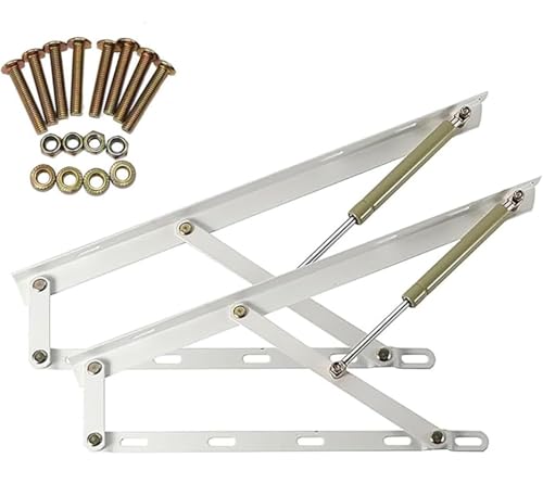 BPABDEITR Hebemechanismus für Lagerbetten Hydraulischer Hebe 2 Stück robuste Gasfederscharniere for Bettkästen, Sofa-Klappfederscharniere, klappbare Bettkastenscharniere(White,1500mm) von BPABDEITR