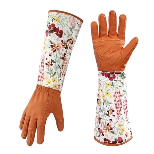 BPABDEITR Lange Gartenhandschuhe mit Blumendruck, Kunstleder, Unisex, mehrfarbig(Sunflower Pattern) von BPABDEITR