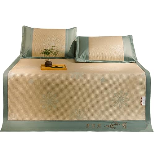 BPABDEITR Rattan Bambus Gras Ice Silk Sommer Schlafmatte mit 2 Kissenbezügen mehrere Größen(200 * 220cm) von BPABDEITR