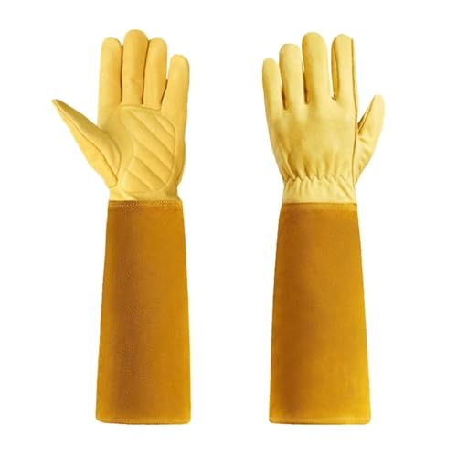 BPABDEITR Rosenschnitt-Lederhandschuhe for Männer und Frauen, Gelb, S/M/L, Gartengeschenk(Medium) von BPABDEITR