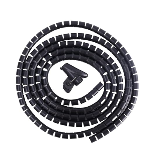 BPABDEITR Spiralkabel-Organizer-Wrap, 2 Meter, 10 mm/16 mm, mehrfarbig, mit Kabelclip(10mm-Black) von BPABDEITR