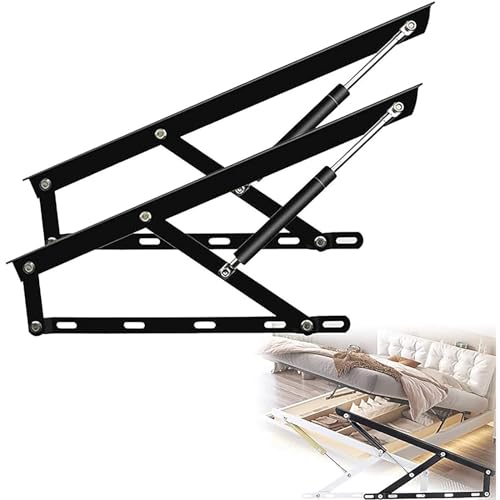 Hebemechanismus für Lagerbetten Hydraulischer Hebe Aufbewahrungsbett-Hebemechanismus, 2 Stück Möbel-Hardware, Bett-Gasfedern, hydraulischer Bettmechanismus, Klappbett-Hebemechanismus-Strebe(Black,600m von BPABDEITR