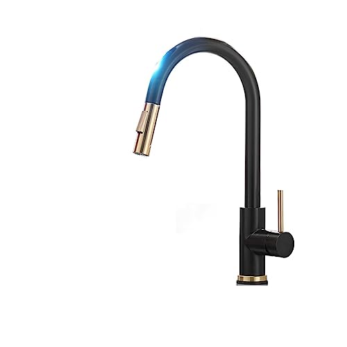 Küchenarmaturen, Ausziehbarer Küchenhahn mit Berührungssensor, mehrfarbig(1005-black and Gold) von BPABDEITR