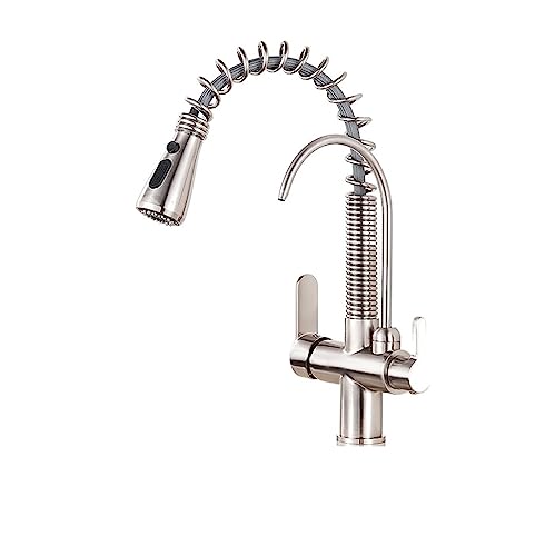 Küchenarmaturen, Ausziehbarer Küchenhahn mit Wasserfilter, 360-Grad-Drehung, an Deck montiert, warm und kalt, mehrfarbig(Brushed Nickel C) von BPABDEITR