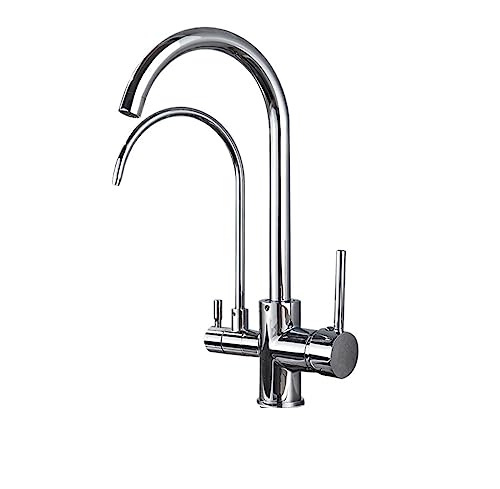 Küchenarmaturen, Ausziehbarer Küchenhahn mit Wasserfilter, 360-Grad-Drehung, an Deck montiert, warm und kalt, mehrfarbig(Chrome a) von BPABDEITR