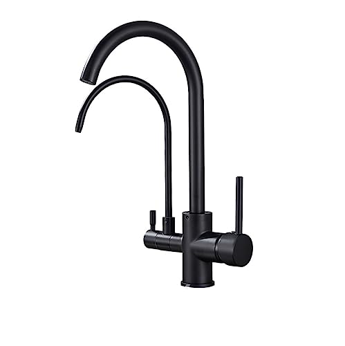 Küchenarmaturen, Ausziehbarer Küchenhahn mit Wasserfilter, 360-Grad-Drehung, an Deck montiert, warm und kalt, mehrfarbig(Matte Black a) von BPABDEITR