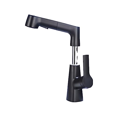 Küchenarmaturen, Ausziehbarer Wasserhahn, Einhandgriff, Deckmontage, heißes und kaltes Wasser, 360 Grad drehbar, mehrfarbig(Black) von BPABDEITR
