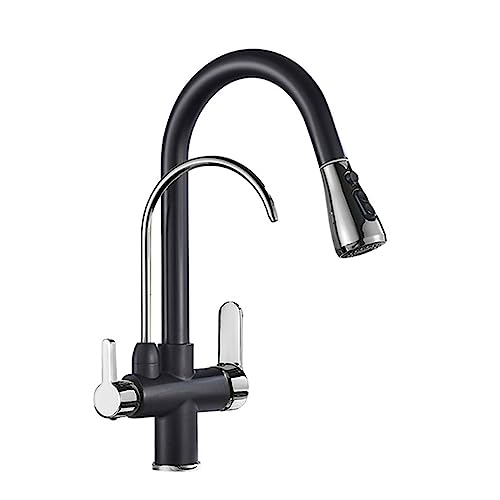Küchenarmaturen, Mehrfarbiger ausziehbarer Küchenmischbatterie mit 360-Grad-Drehung(Black and Chrome) von BPABDEITR