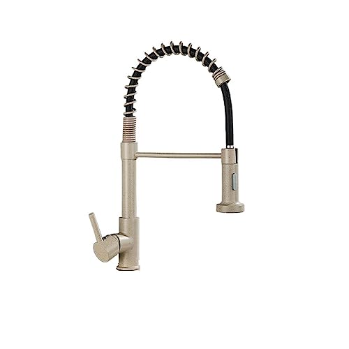 Küchenarmaturen, Messing Pull-Out Küche Wasserhahn Deck Montieren 360 Grad Drehen Heiß Kalt Mixer Multicolor(Beige With Dots) von BPABDEITR