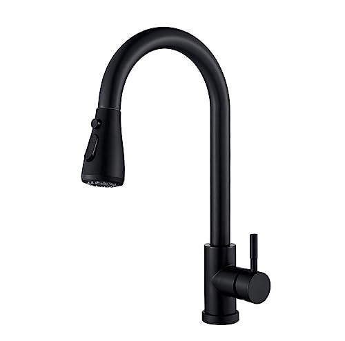 Küchenarmaturen, Pull Out Küchenarmatur Einlochmontage Deck montiert Heiß- und Kaltwasser-Sprühkopf Multicolor(Matte Black B) von BPABDEITR
