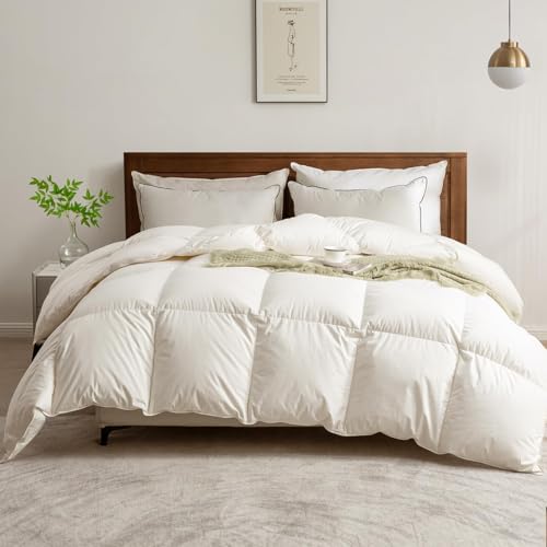 BPC Medium Daunendecke 200x200, Ganzjahresdecke, Übergangsdecke | 100% Bio-Baumwolle, Gänsefedern Daunenfüllung, Öko-Tex und RDS Standard 4 Jahreszeiten Bettdecke 200x200 cm, Fluffy Down Duvet von BPC