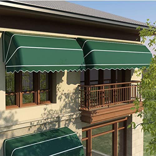 BPILOT Fenstermarkisen & Vordächer- Tür Markise- Vollständig Montiert Polyester Segeltuch- Markise Regensicher Sonnenschutz Mit Metall-Halterungen for Außen Veranda Garten (Color : Green, Size : 110 von BPILOT