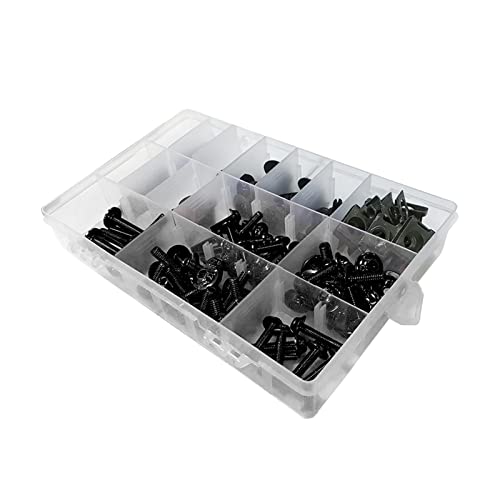 Karosserieschrauben Für Suzuki GSXR600 GSXR750 GSXR1000 GSXR 600 GSXR 750 GSXR 1000 K1 K2 K3 K4 K5 K6 K7 K8 K9 195/PCS Universal Verkleidungsbolzen Kit Befestigungsclips Schrauben ( Color : Nero ) von BPILOT