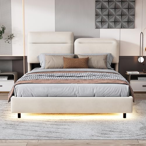 BPKADHY Polsterbett Doppelbett 160x200 cm, Led Doppelbett mit Stauraum Bett mit Lattenrost Samt Bettgestell mit Klappbares Kopfteil und Lattenrost Stauraumbett Funktionsbett (160 x 200cm) von BPKADHY