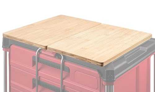 Packout Arbeitsplatte kompatibel mit Milwaukee Packout Rollbox, 2er-Set, für Werkzeugkoffer mit 2 & 3 Schubladen – Schnappmontage, Bambus, abnehmbar von BPOPO