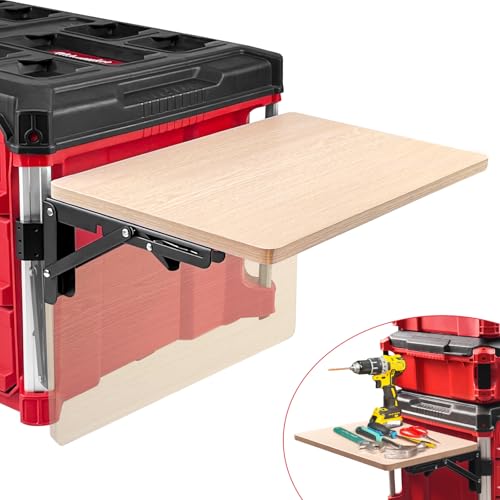 Stabiler Klapparbeitstisch kompatibel mit Milwaukee Packout Werkzeugkoffer, Seitenablage für Ihr Packout System von BPOPO