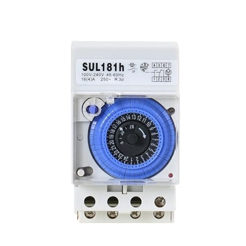 1 Stück SUL181h 24-Stunden-programmierbarer mechanischer Zeitschalter for DIN-Schiene – 110 V-240 V, energiesparende Automatisierung von BPQCOFZT
