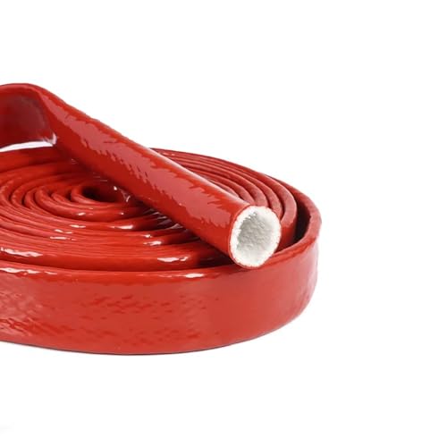 1 Stück feuerhemmender Fiberglas-Geflechtschlauch – 1 m Länge, hitzebeständig bis 300 °C, öl- und feuchtigkeitsbeständig, rot(60mm) von BPQCOFZT