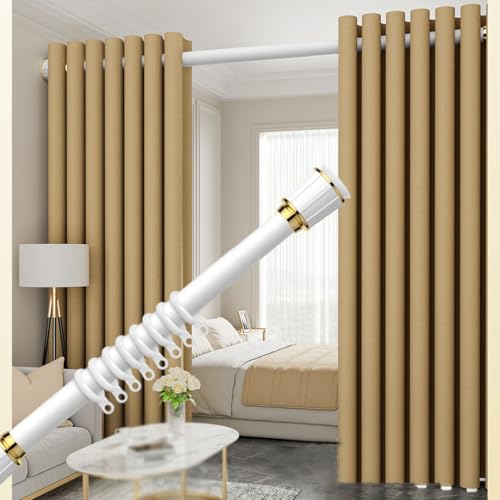 1 Stück verstellbare Teleskop-Duschvorhangstange – Spannstange ohne Bohren for den Innen- und Außenbereich(Cream,3.1-4.0m) von BPQCOFZT