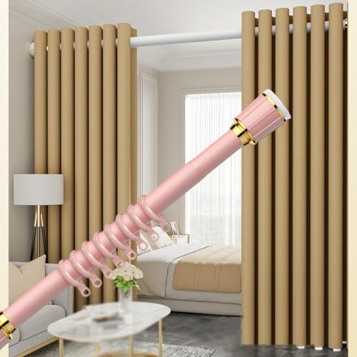1 Stück verstellbare Teleskop-Duschvorhangstange – Spannstange ohne Bohren for den Innen- und Außenbereich(Pink,2.1-3.0m) von BPQCOFZT