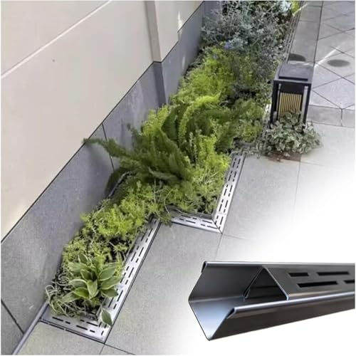 BPQCOFZT 1 Stück Edelstahl-Gartenentwässerungsgitter – 39,4 Zoll Einfahrtskanal-Abfluss mit Metallgitter for effizientes Wassermanagement(W5cmxh5cmxL100cm) von BPQCOFZT