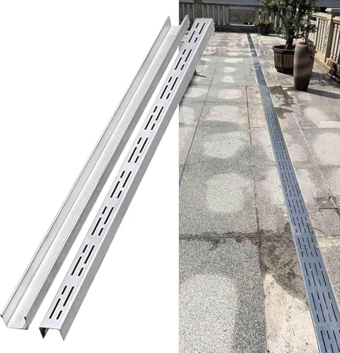 BPQCOFZT Abflussschutz aus Edelstahl – Schlanke Entwässerungsrinne for den Außenbereich mit Rost – 1 Stück langlebiges und rostfreies Grabenentwässerungssystem(W3.5cmxH3cmxL2m) von BPQCOFZT