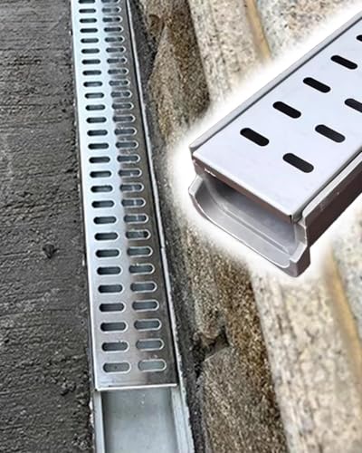 BPQCOFZT Langlebiges Garten-Entwässerungsgittersystem mit Edelstahlabdeckung – Grabenentwässerungsset for die Wasserwirtschaft(L60cmxW10cmxH4cm 1 Pack) von BPQCOFZT