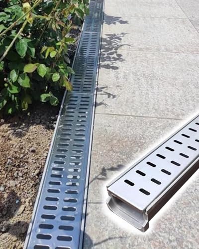 BPQCOFZT Robuste Garten-Entwässerungsgitter aus Edelstahl – Abnehmbarer Bodenablauf for die Regenwasserbewirtschaftung(60cmx10cmx6cm 1 Pack) von BPQCOFZT