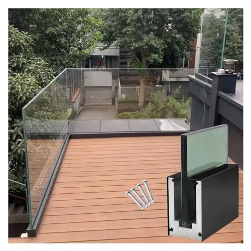 Robuste Zapfenklemme aus Aluminium for Glasgeländer for den Innen- und Außenbereich – perfekt for Terrassen, Balkone und Decks(Black,L 9M/354 Inch) von BPQCOFZT