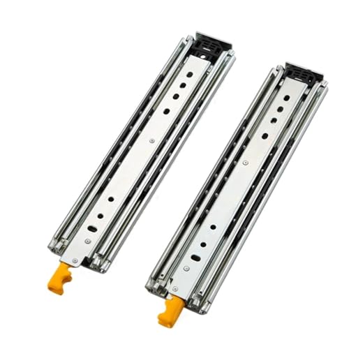 Schwere Schubladenschienen mit Schloss - Tragfähigkeit 220 kg, voll ausziehbar, 76 mm breit, Länge 30-127 cm(1168mm) von BPQCOFZT