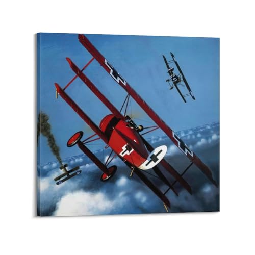 BPQN Vintage-Poster "Jasta 11 Fokker Dr.I 425-17, Manfred von Richthofen, dekoratives Gemälde, Leinwand, Kunstbild, 40 x 40 cm von BPQN