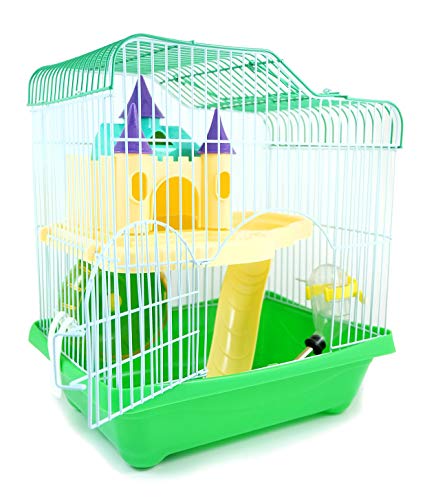 BPS® Hamsterkäfig, Hamstervilla mit Rad, Tunnel und Haus, 28 x 21 x 31 cm, Farbe wird nach Zufallsprinzip versandt von BPS BUENA PET SHOP