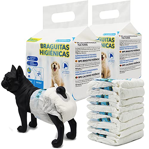 BPS 16 Stück Einweg-Windeln für Hunde, Gesundheit, Haustiere, weiblich, Welpe, super saugfähig, Hygiene-Höschen, 5 Größen wählbar (L) BPS-2184 x 02 von BPS BUENA PET SHOP